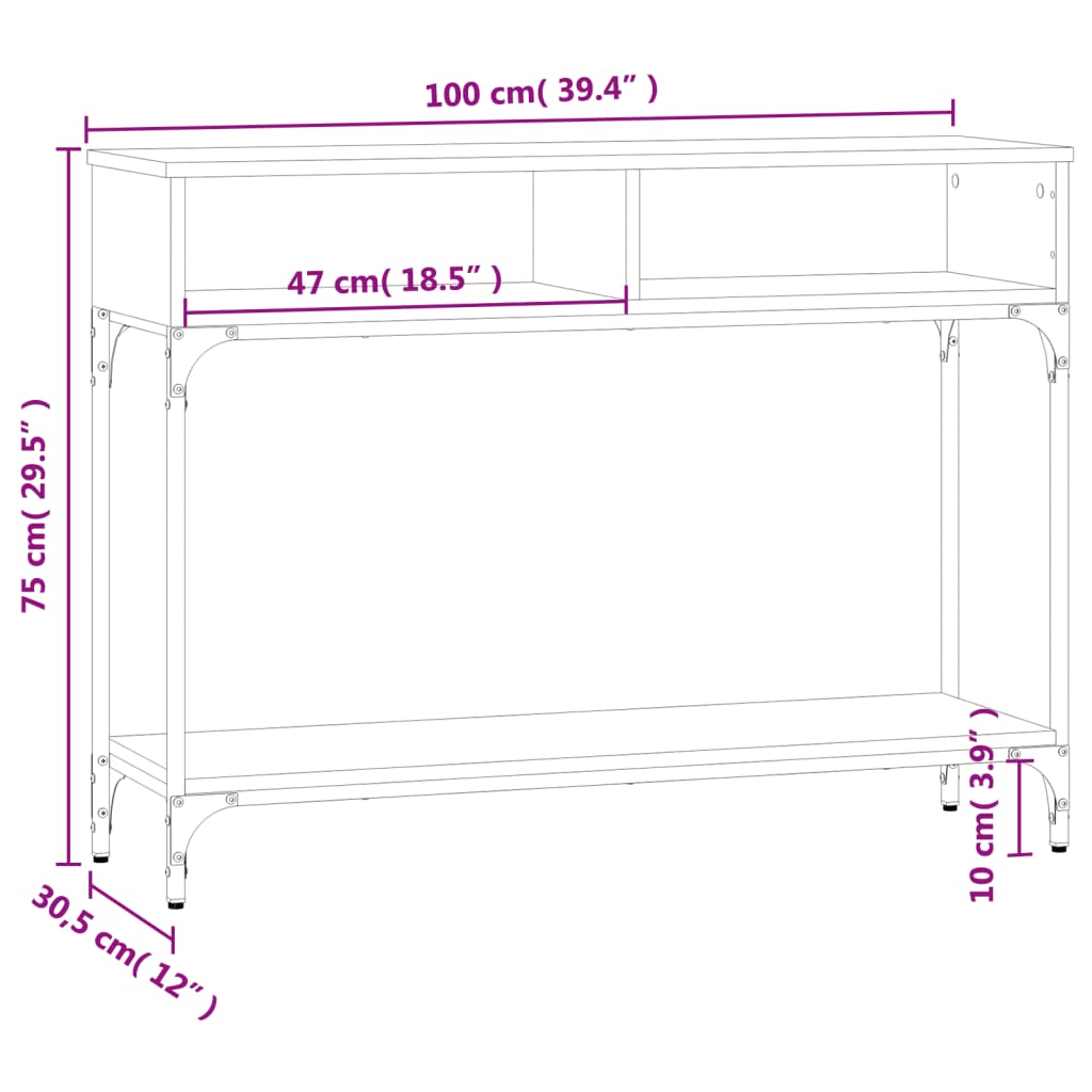 vidaXL Konsolentisch Sonoma-Eiche 100x30,5x75 cm Holzwerkstoff