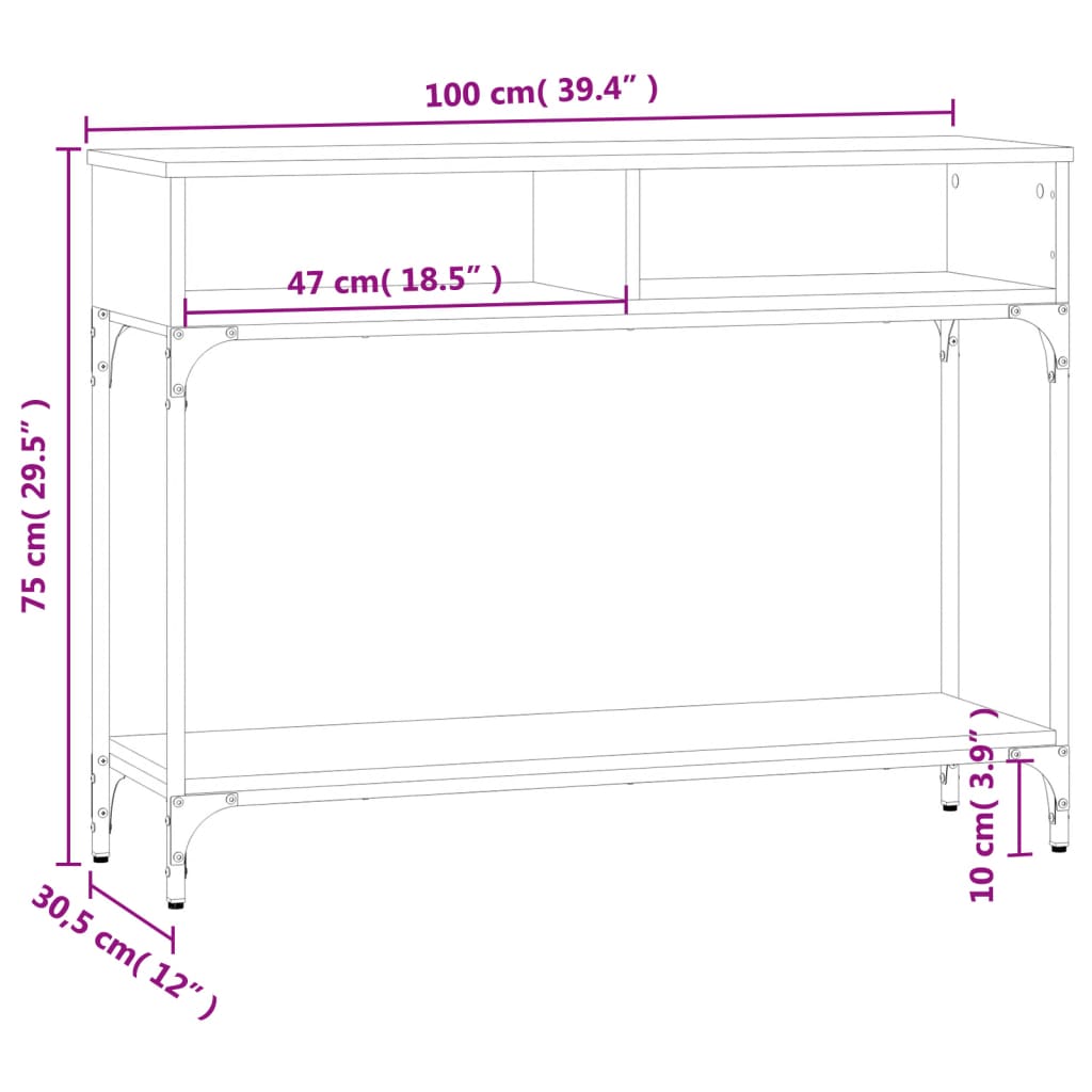 vidaXL Konsolentisch Braun Eichen-Optik 100x30,5x75 cm Holzwerkstoff
