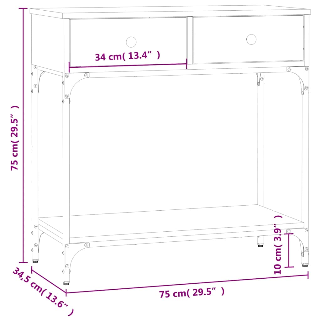 vidaXL Konsolentisch Schwarz 75x34,5x75 cm Holzwerkstoff