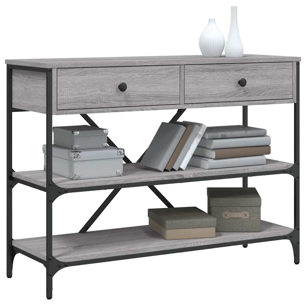 vidaXL Console avec tiroirs et étagères Gris Sonoma
