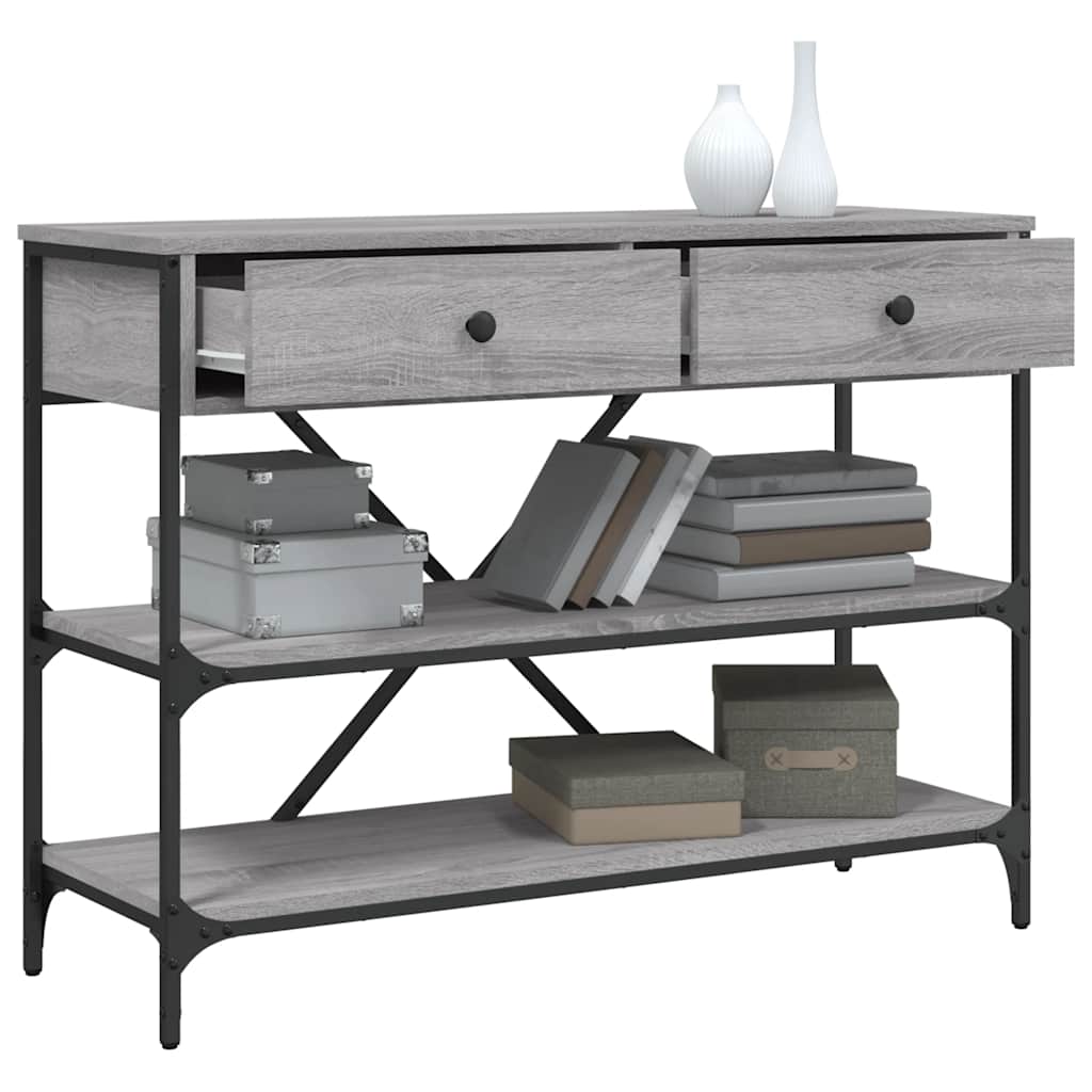 vidaXL Console avec tiroirs et étagères Gris Sonoma