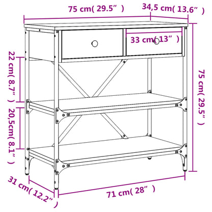 vidaXL Konsolentisch Grau Sonoma 75x34,5x75 cm Holzwerkstoff