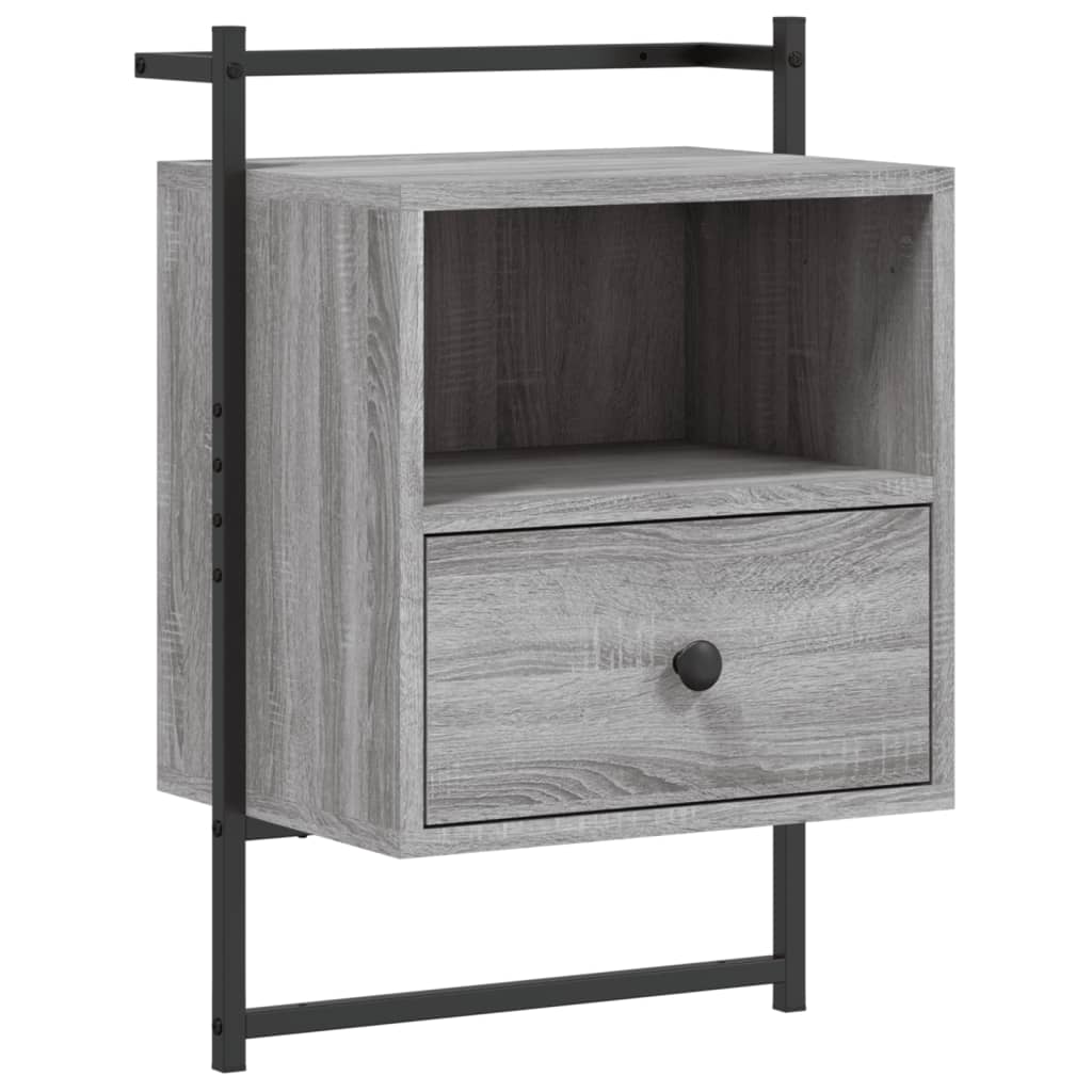 vidaXL Wand-Nachttisch Grau Sonoma 40x30x61 cm Holzwerkstoff