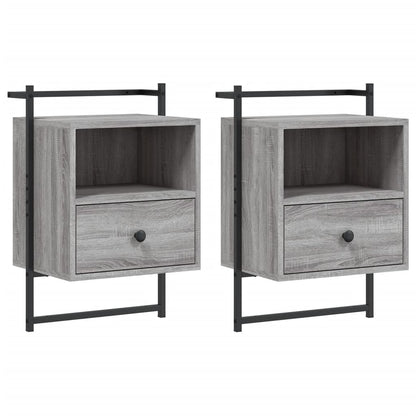 vidaXL Wand-Nachttische 2 Stk. Grau Sonoma 40x30x61 cm Holzwerkstoff