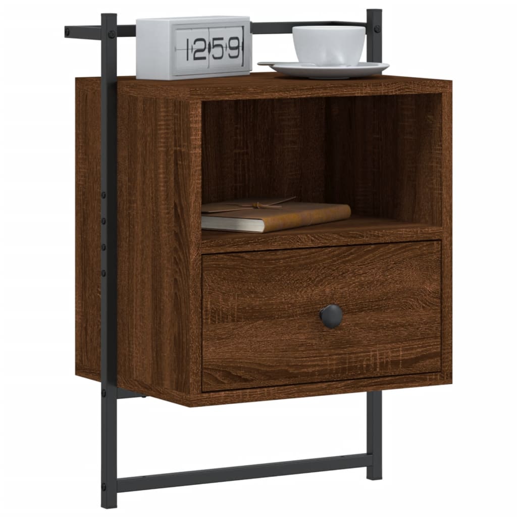 vidaXL Wand-Nachttisch Braun Eiche 40x30x61 cm Holzwerkstoff