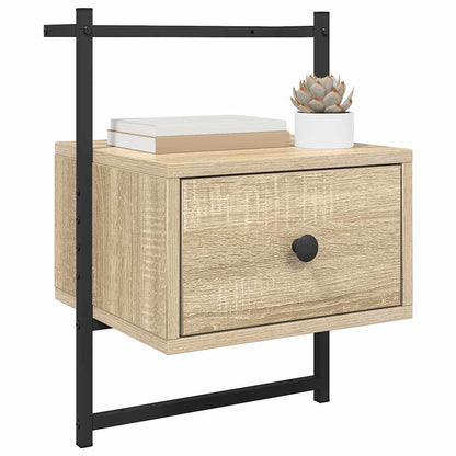 vidaXL Wand-Nachttische 2 Stk. Sonoma-Eiche 35x30x51 cm Holzwerkstoff