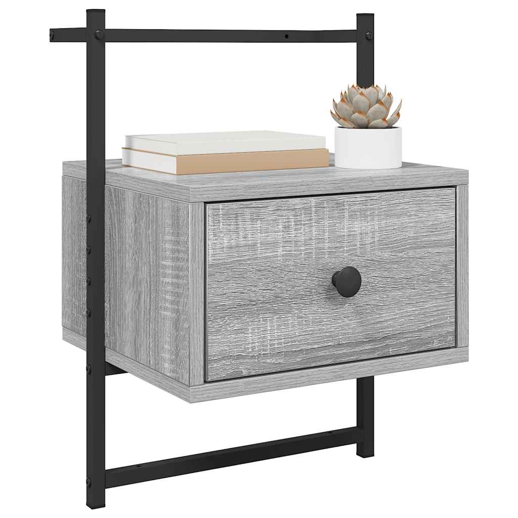 vidaXL Wand-Nachttisch Grau Sonoma 35x30x51 cm Holzwerkstoff