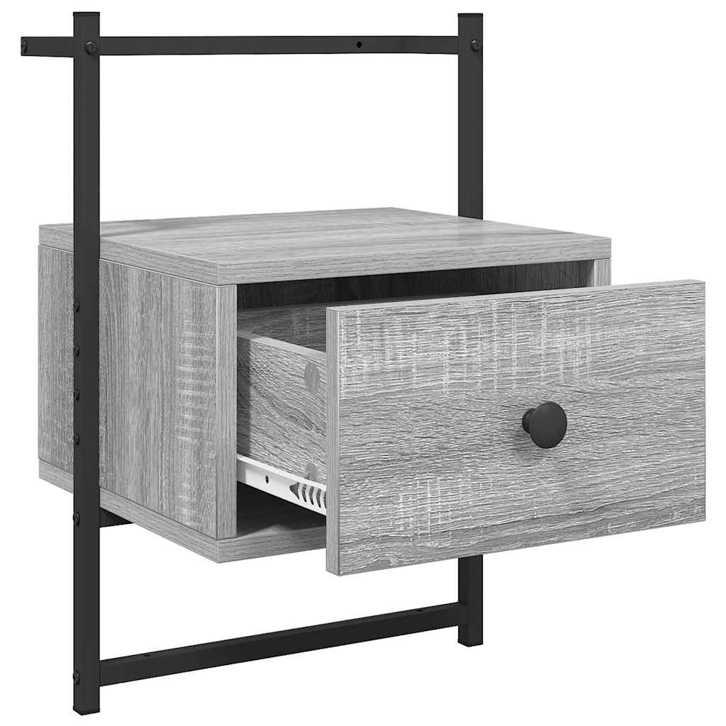 vidaXL Wand-Nachttisch Grau Sonoma 35x30x51 cm Holzwerkstoff