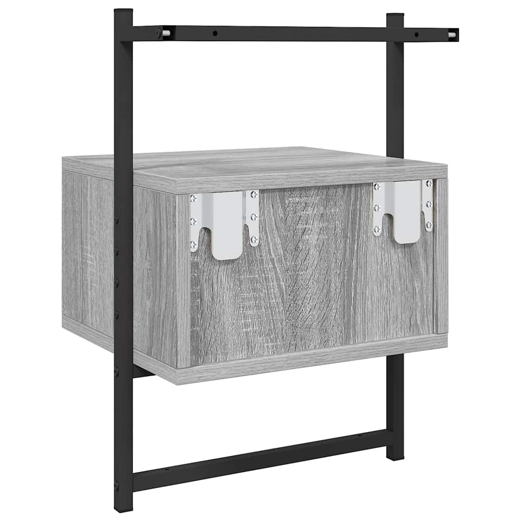 vidaXL Wand-Nachttisch Grau Sonoma 35x30x51 cm Holzwerkstoff