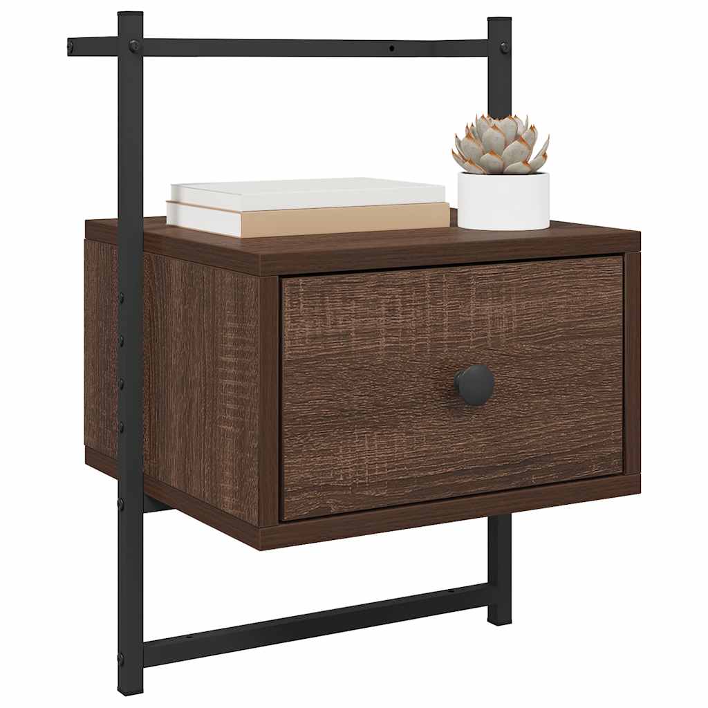vidaXL Wand-Nachttische 2 Stk. Braun Eiche 35x30x51 cm Holzwerkstoff