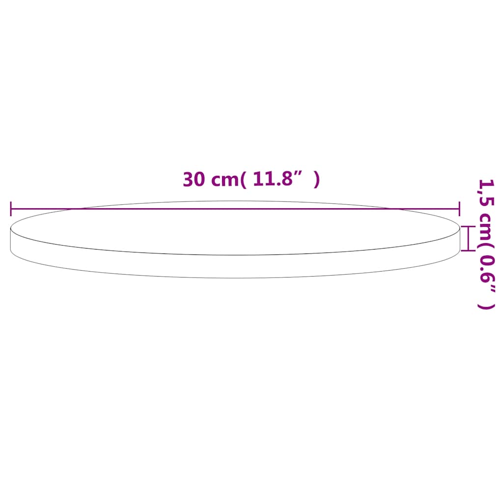 vidaXL Tischplatte Ø30x1,5 cm Rund Massivholz Buche
