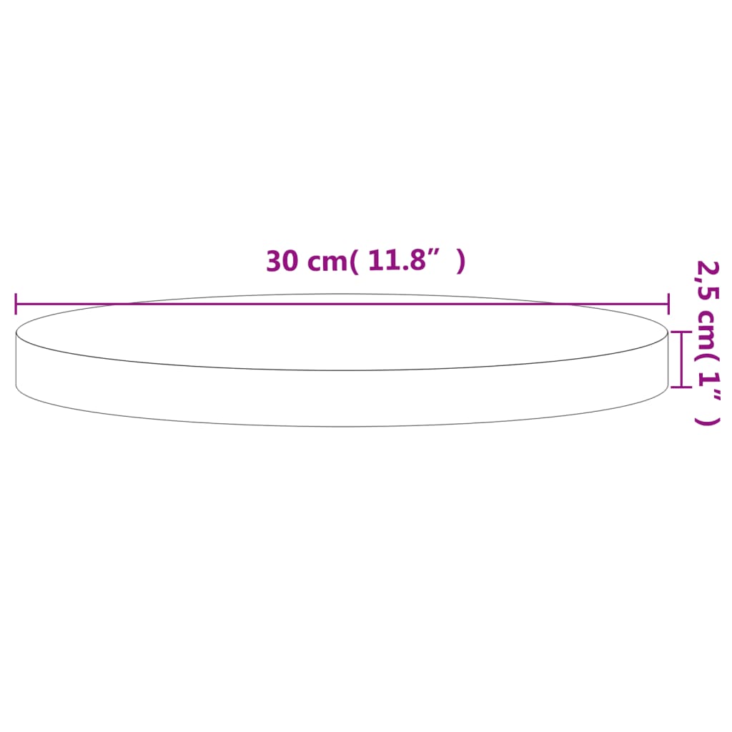vidaXL Tischplatte Ø30x2,5 cm Rund Massivholz Buche