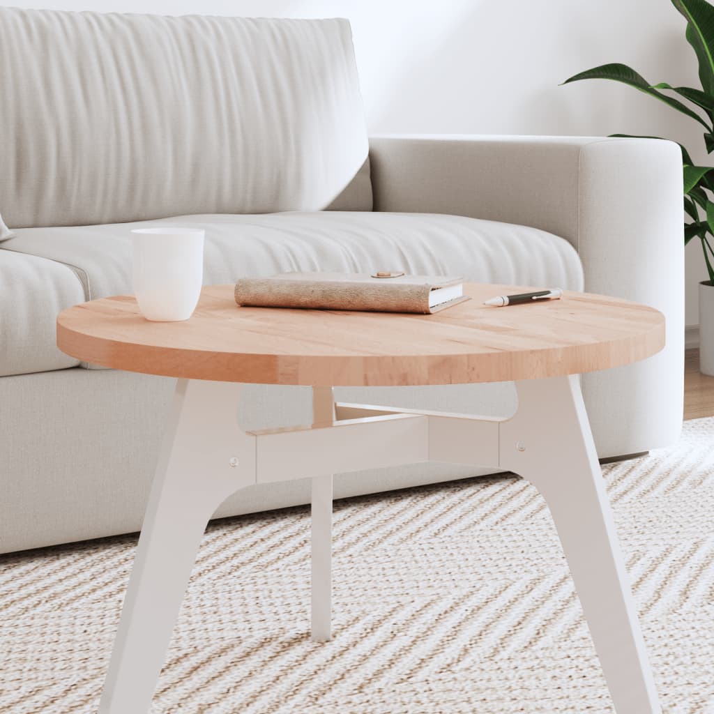 vidaXL Plateau de table rond Ø60x2,5 cm en bois de hêtre massif