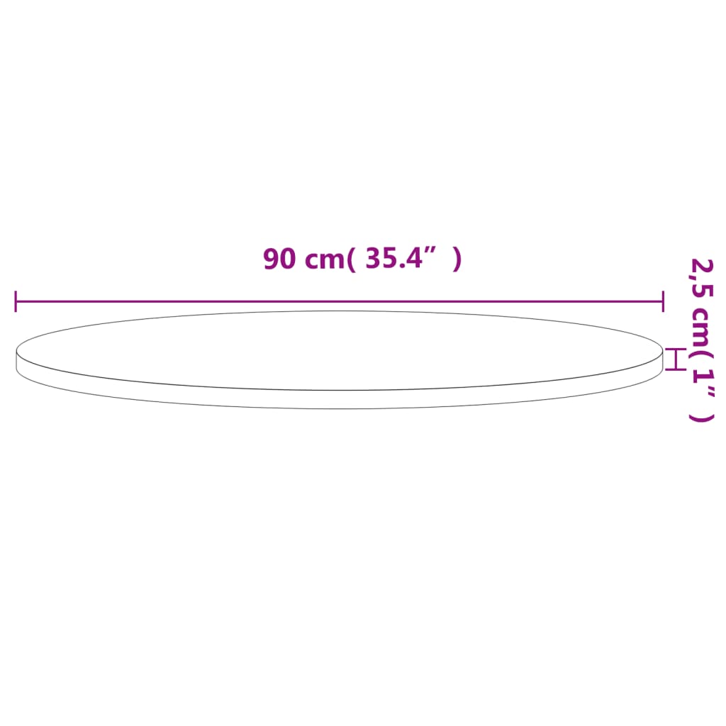 vidaXL Tischplatte Ø90x2,5 cm Rund Massivholz Buche