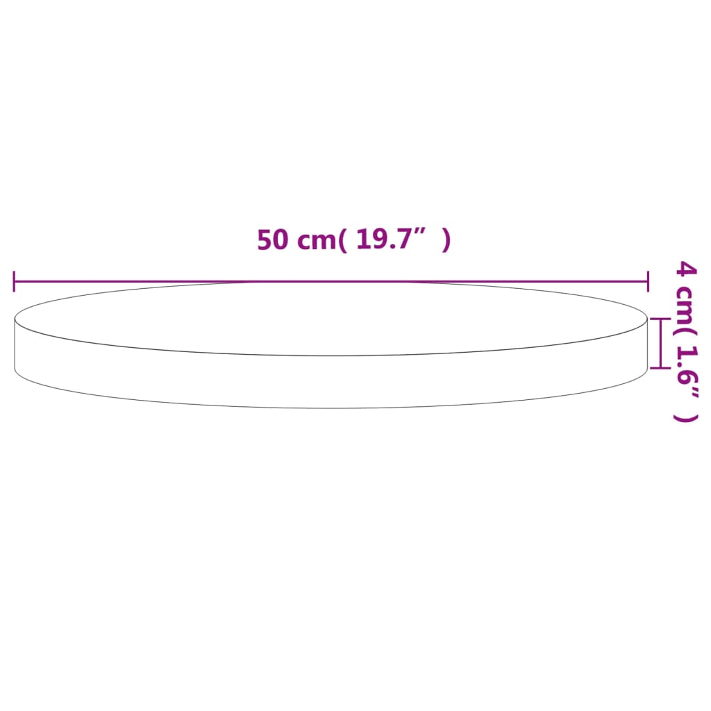 vidaXL Tischplatte Ø50x4 cm Rund Massivholz Buche