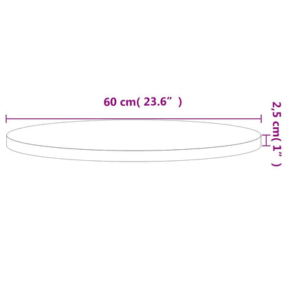 vidaXL Plateau de table rond Ø 60 x 2,5 cm en hêtre massif