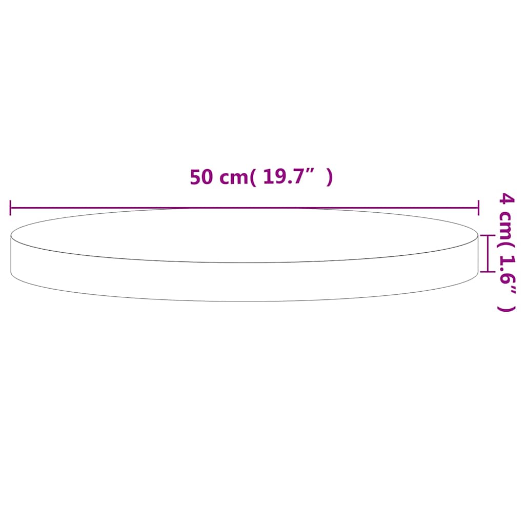 vidaXL Tischplatte Ø50x4 cm Rund Massivholz Buche