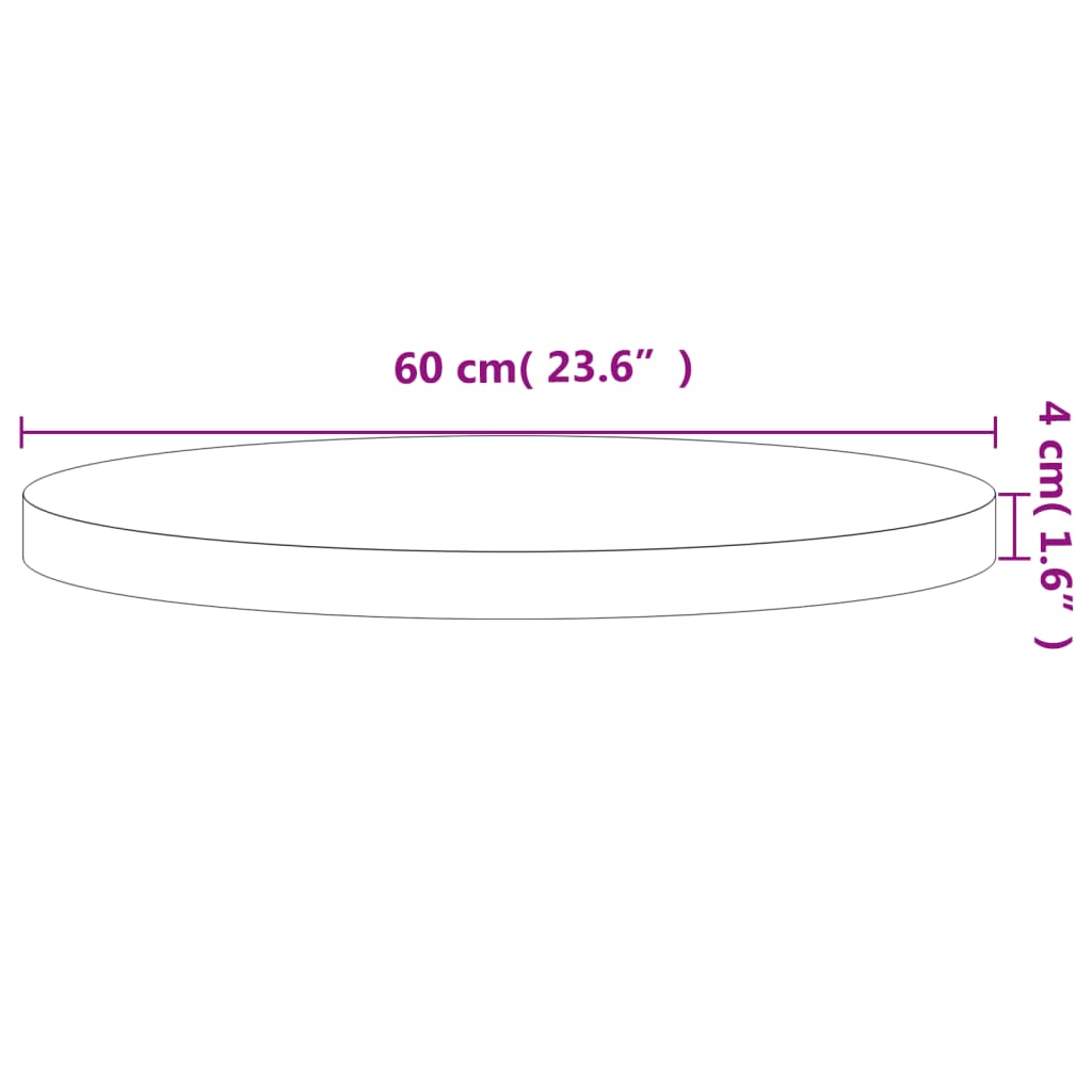vidaXL Plateau de table Ø60x4 cm Rond Hêtre massif