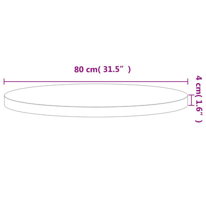 vidaXL Plateau de table Ø80x4 cm Rond Hêtre massif