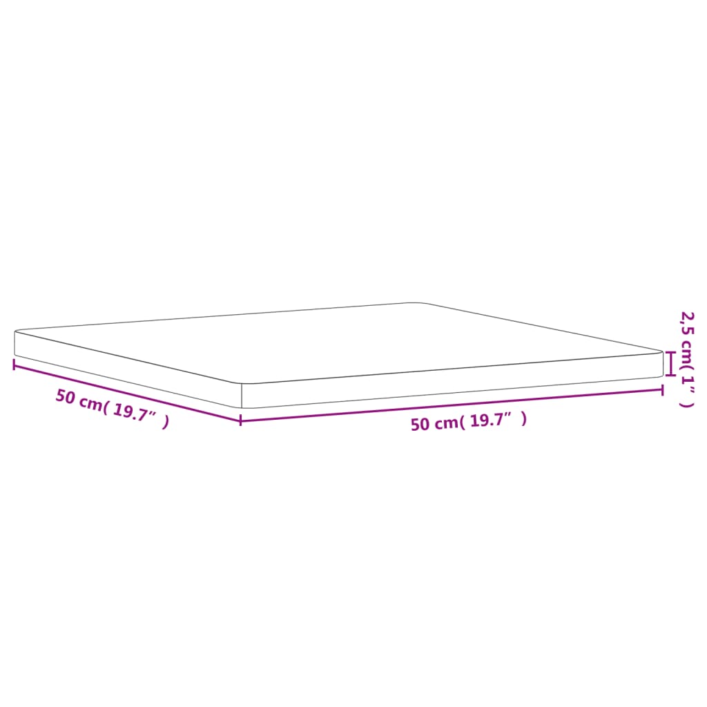vidaXL Tischplatte 50x50x2,5 cm Quadratisch Massivholz Buche
