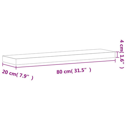 vidaXL Étagère murale 80x20x4 cm Bois de hêtre massif