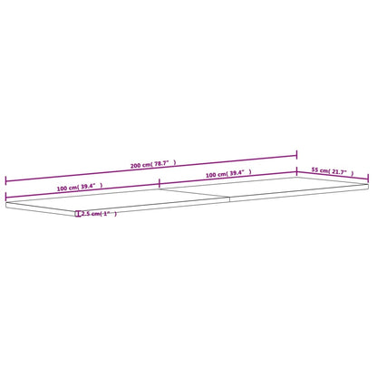 vidaXL Schreibtischplatte 200x55x2,5 cm Massivholz Buche