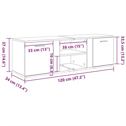 vidaXL TV-Schrank Räuchereiche 120x34x37 cm Holzwerkstoff