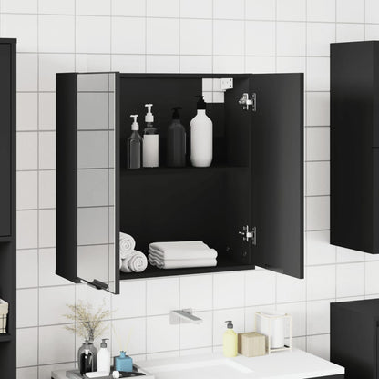 vidaXL Spiegelschrank Schwarz 64x20x67 cm Holzwerkstoff