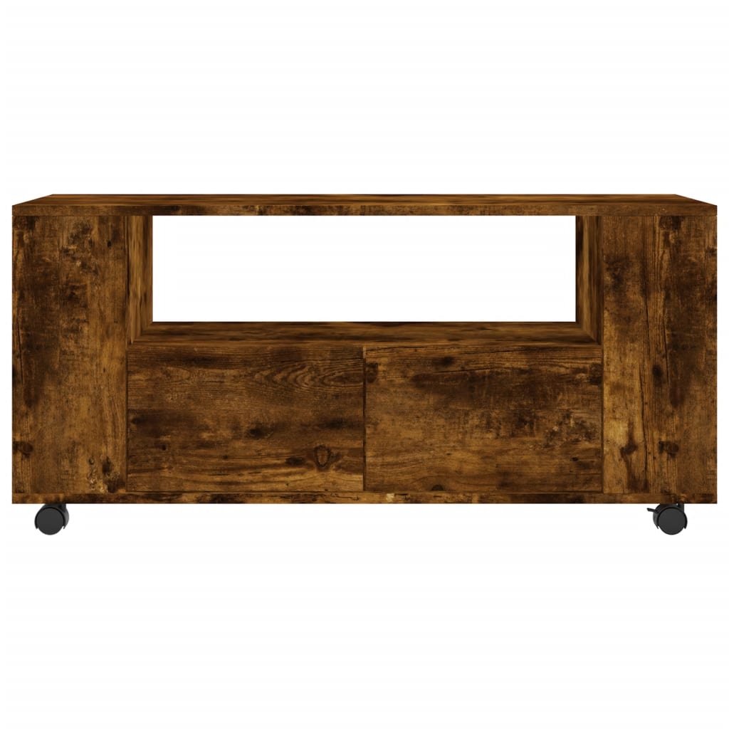 vidaXL Meuble TV chêne fumé 102x34,5x43 cm bois d'ingénierie