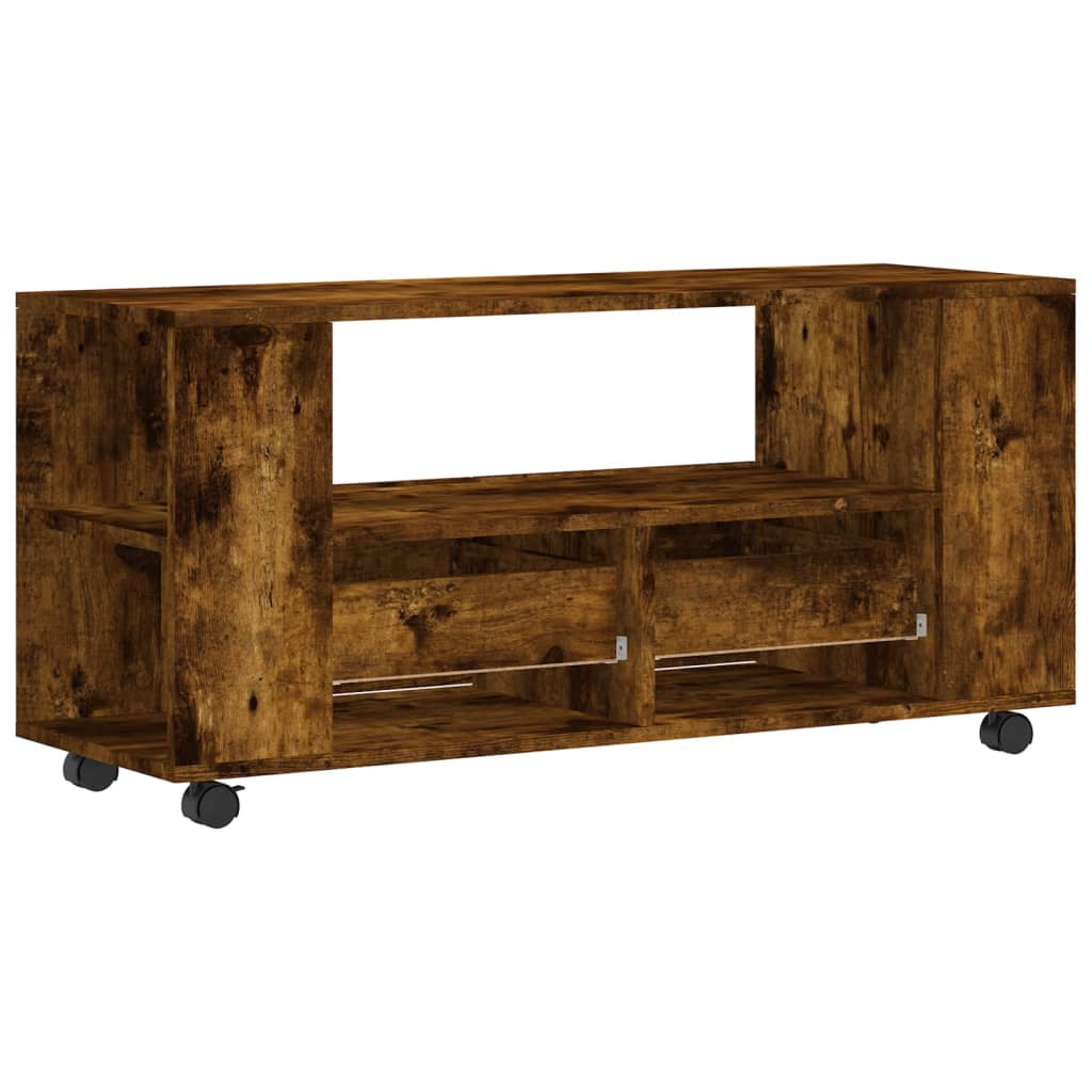 vidaXL Meuble TV chêne fumé 102x34,5x43 cm bois d'ingénierie