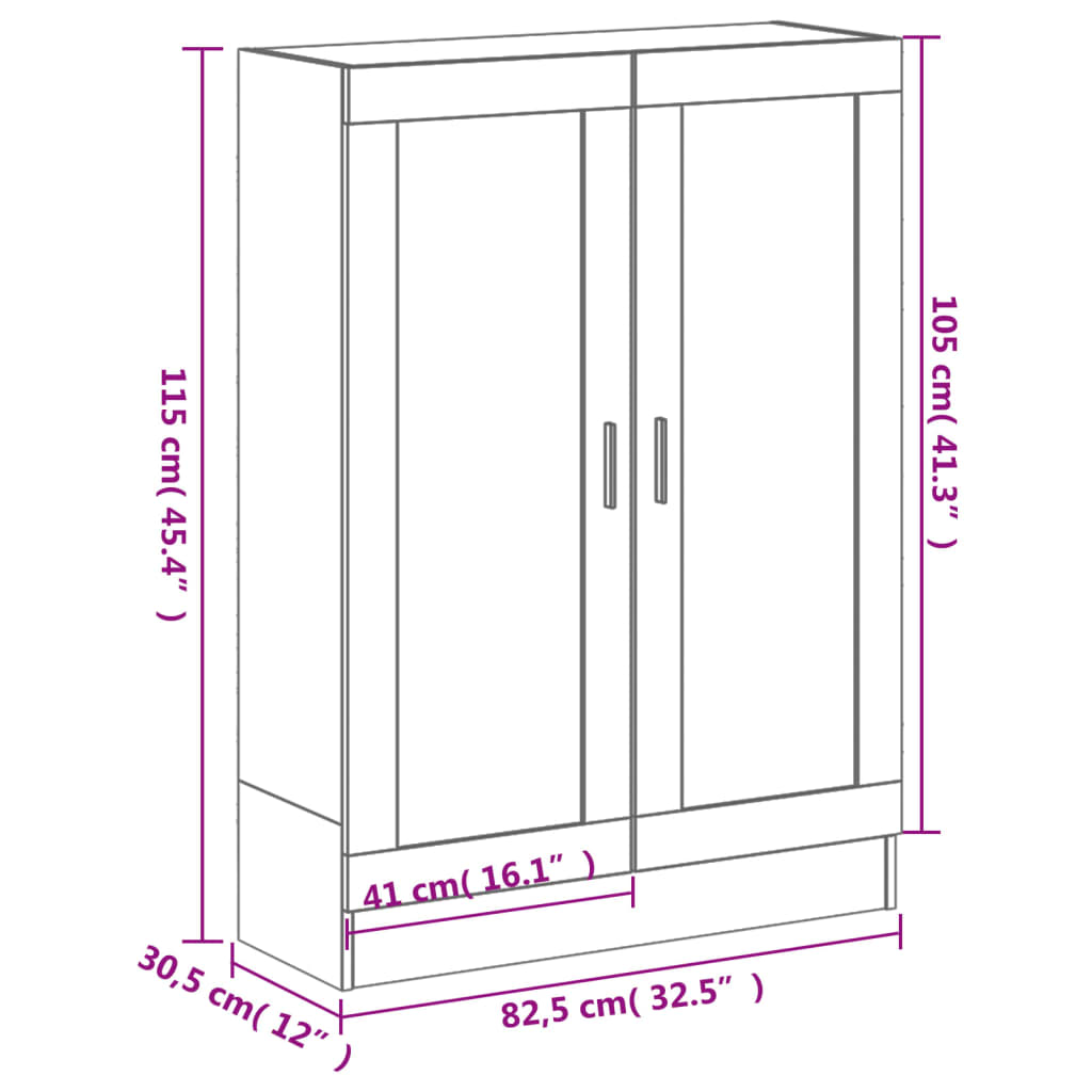 vidaXL Bücherschrank Räuchereiche 82,5x30,5x115 cm Holzwerkstoff