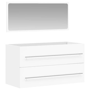vidaXL Badschrank mit Spiegel Weiß Holzwerkstoff