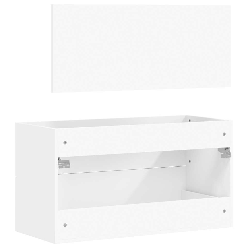 vidaXL Badschrank mit Spiegel Weiß Holzwerkstoff