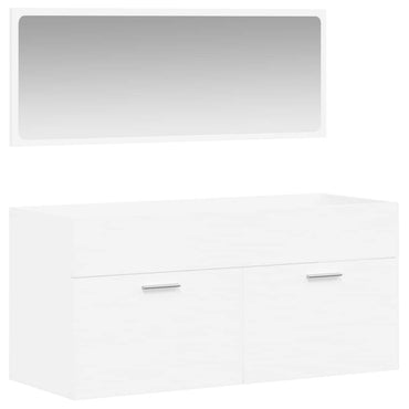 vidaXL Badschrank mit Spiegel Weiß Holzwerkstoff