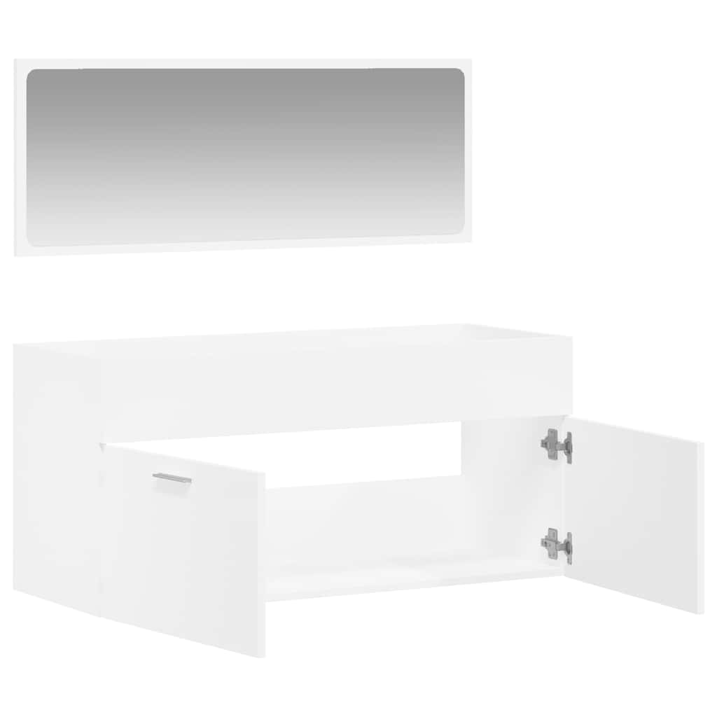 vidaXL Badschrank mit Spiegel Weiß Holzwerkstoff