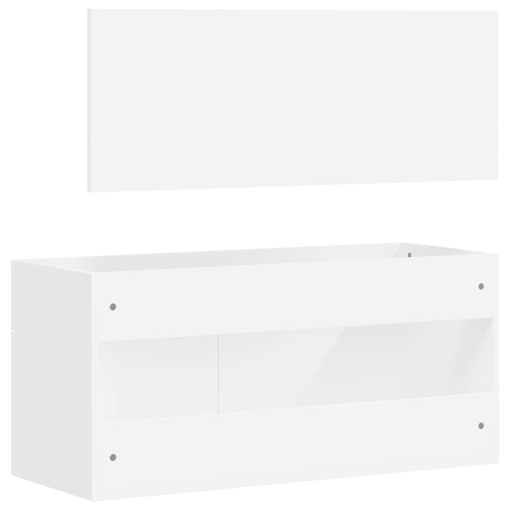 vidaXL Badschrank mit Spiegel Weiß Holzwerkstoff