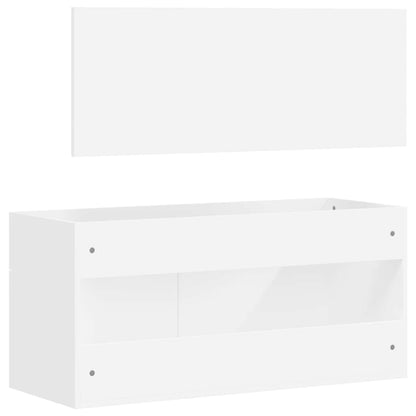 vidaXL Badschrank mit Spiegel Weiß Holzwerkstoff