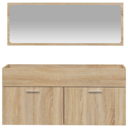 vidaXL Badschrank mit Spiegel Sonoma-Eiche Holzwerkstoff