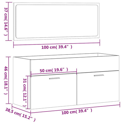 vidaXL Badschrank mit Spiegel Sonoma-Eiche Holzwerkstoff