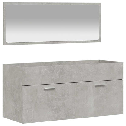 vidaXL Badschrank mit Spiegel Betongrau Holzwerkstoff