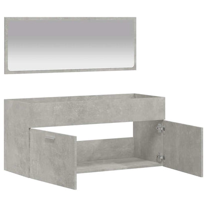 vidaXL Badschrank mit Spiegel Betongrau Holzwerkstoff