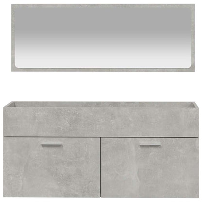 vidaXL Badschrank mit Spiegel Betongrau Holzwerkstoff