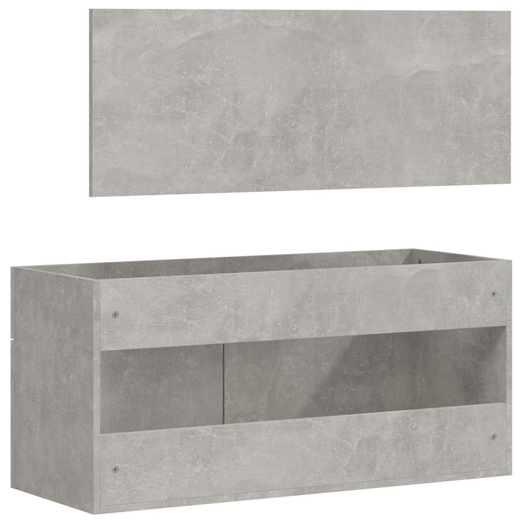 vidaXL Badschrank mit Spiegel Betongrau Holzwerkstoff