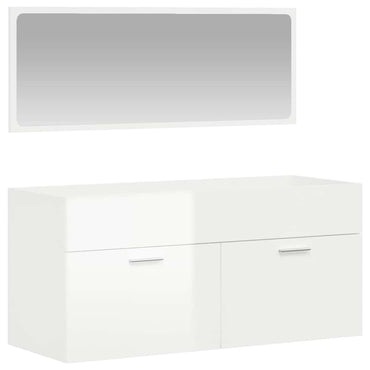 vidaXL Badschrank mit Spiegel Hochglanz-Weiß Holzwerkstoff