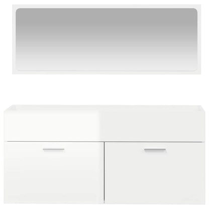 vidaXL Badschrank mit Spiegel Hochglanz-Weiß Holzwerkstoff