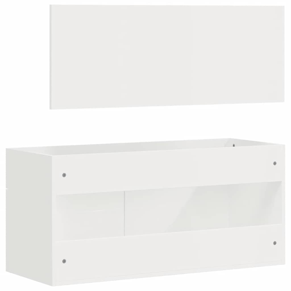 vidaXL Badschrank mit Spiegel Hochglanz-Weiß Holzwerkstoff