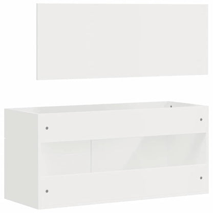 vidaXL Badschrank mit Spiegel Hochglanz-Weiß Holzwerkstoff