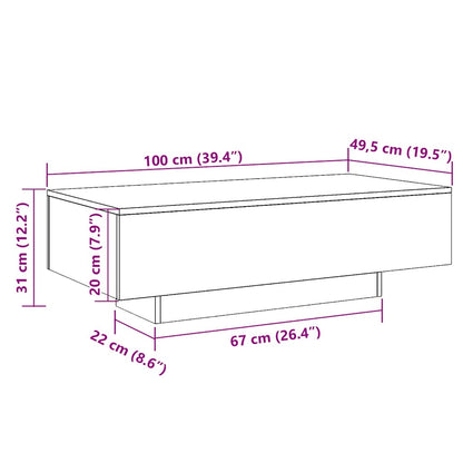 vidaXL Table basse gris béton 100x49,5x31 cm en bois d'ingénierie