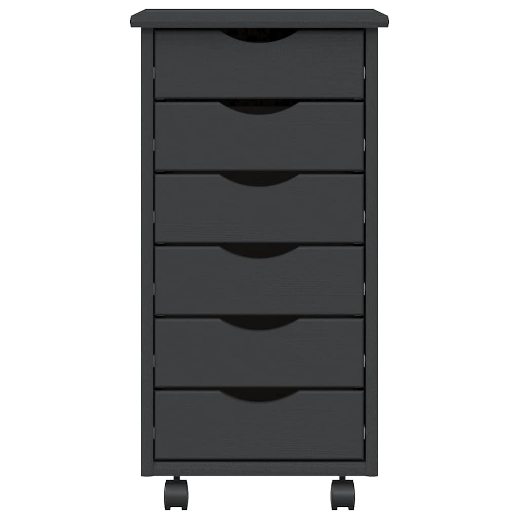 vidaXL Rollschrank mit Schubladen MOSS Grau Massivholz Kiefer