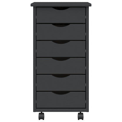 vidaXL Rollschrank mit Schubladen MOSS Grau Massivholz Kiefer